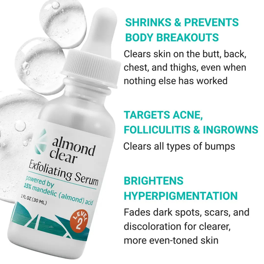 Mandelic Acid Serum | Body Acne Treatment, Clear Butt Acne, Folliculitis, Fungal Acne, Hyperpigmentation, Ingrown Hairs